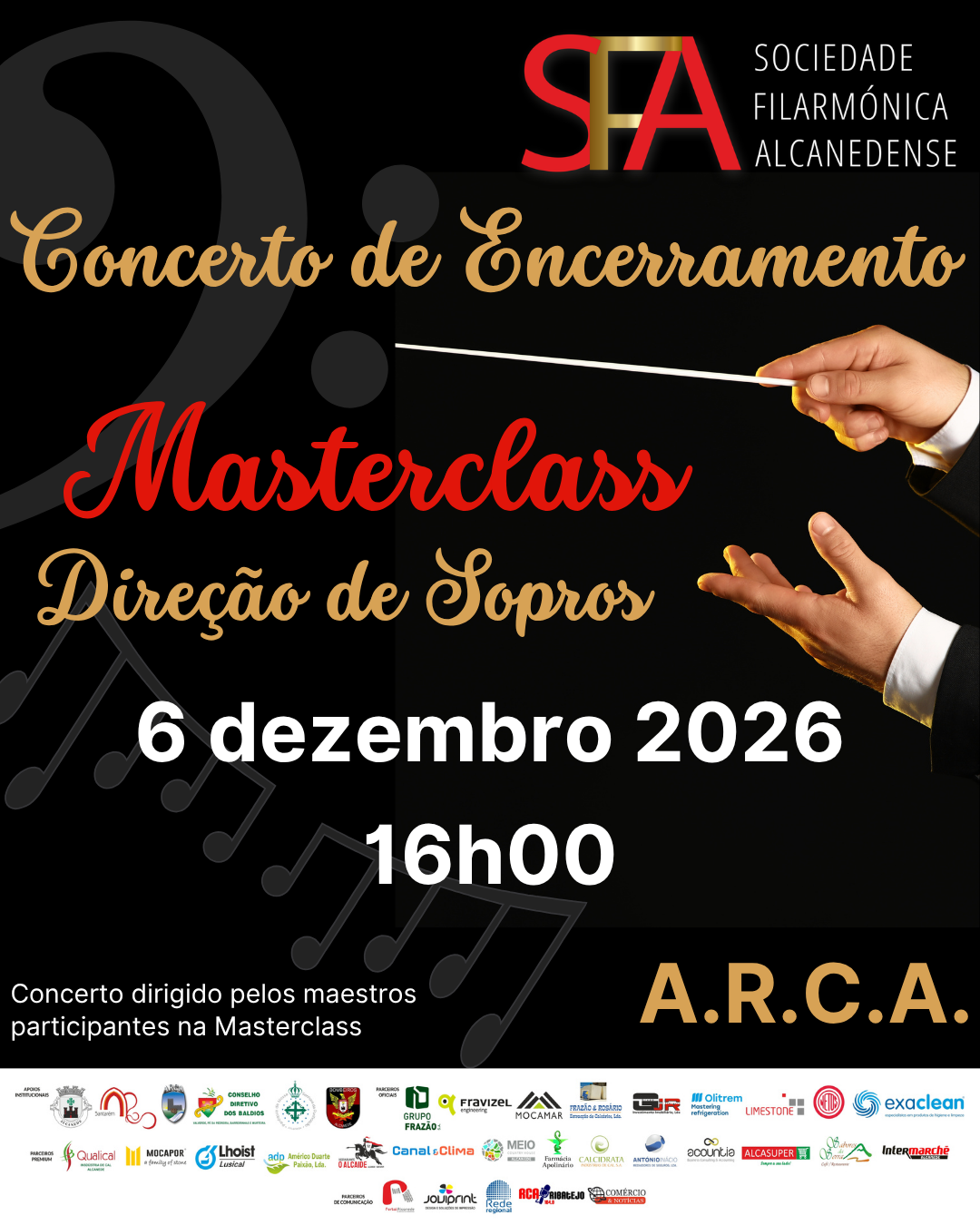 Cartaz Concerto de Encerramento I Masterclass de Direção de Sopros